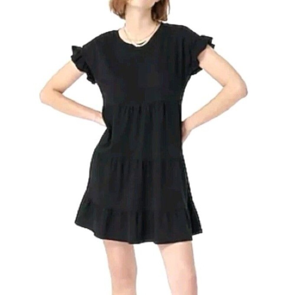J Crew Black Tiered Mini‎ Shift Dress XS